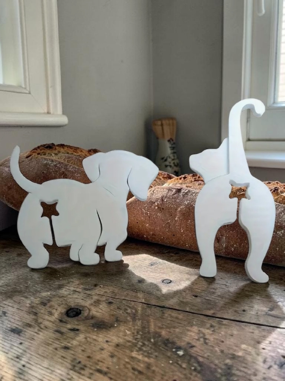 Fun White Dog Or Cat Bread Savers - Set of 2 New